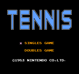 Tennis title screen for NES